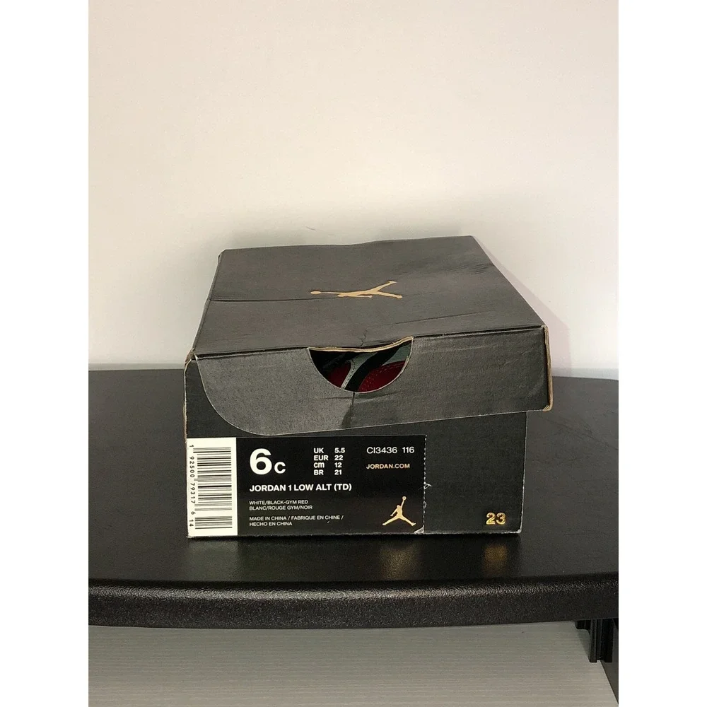Nike Air Jordan 1 Low Alt TD‎ White Black Red Sz 6C CI3436-116